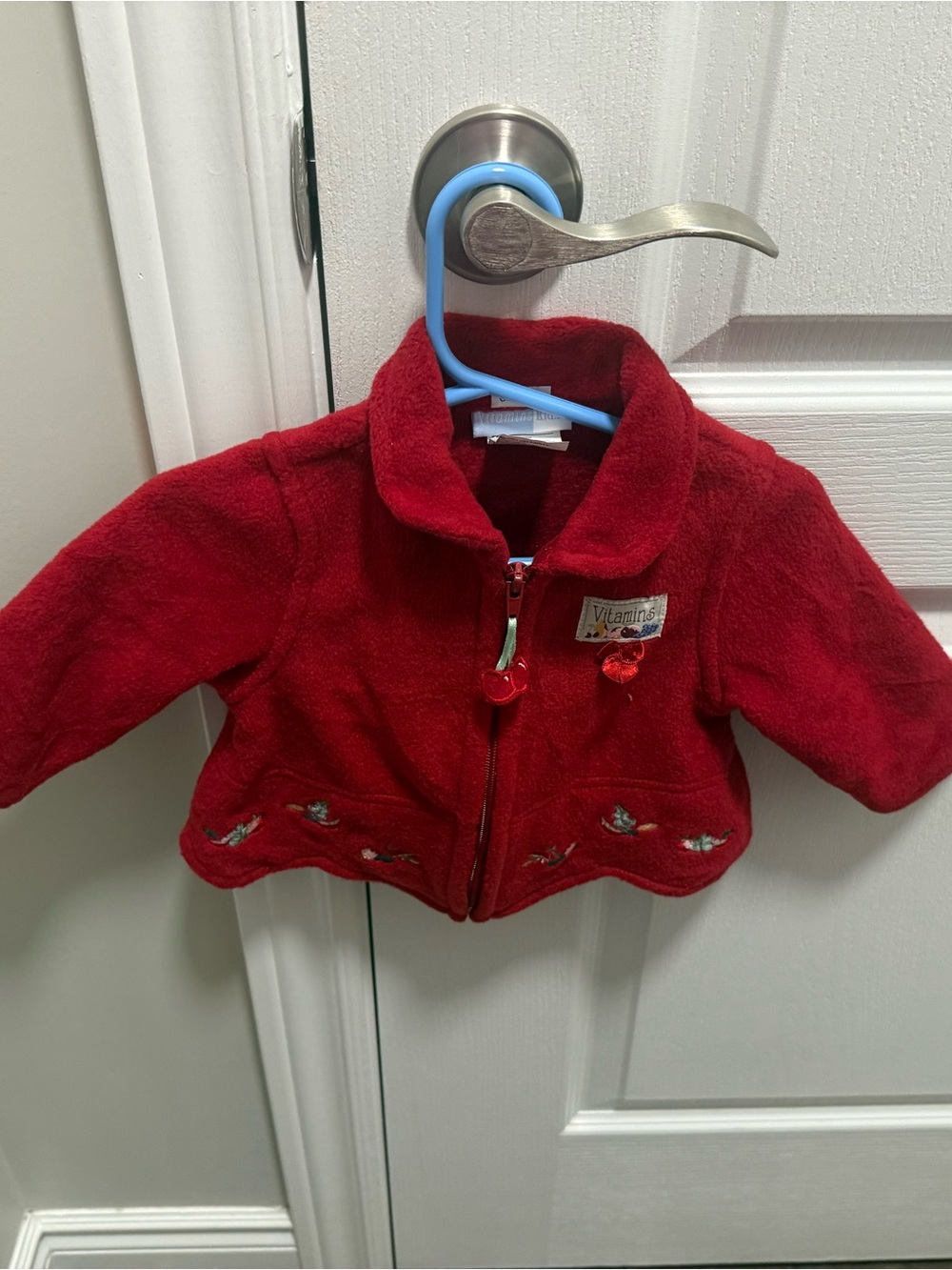 Vintage Red Fleece Zip-Up Jacket for baby
